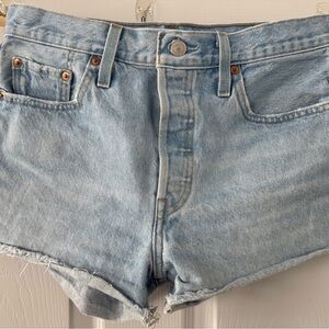 Levi's Blue Jean Shorts with Distressed Hem